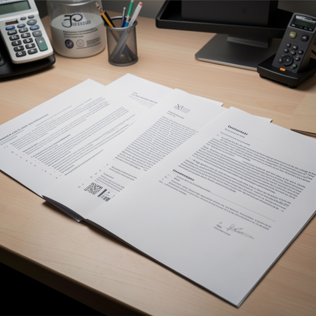 Close-up of research documentation and peer-reviewed journal articles laid flat on a studio desk in controlled lighting